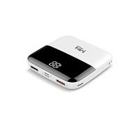 Power Bank，PowerBank，10000Mah Mini s 12 LED Power Display Mini Portable External Battery Charger Powerbank,White