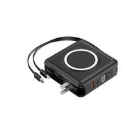 Power Bank,PowerBank/Comes with magnetic wireless fast charging five-in-one large-capacity 22.5W mobile power supply with plug(7000mAh/black)