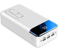 Power Bank,PowerBank Fast Charging LED Display 50000Mah Portable Charger, High Capacity 3 Outputs Phone Battery Pack with Flashlight Compatible with I-phone Huawei Tablet And More,White