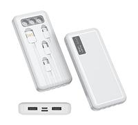 Power Bank,PowerBank Four-wire 20000mAh Large-capacity Flashlight Six-output (Color : White, Size : 10000mAh)