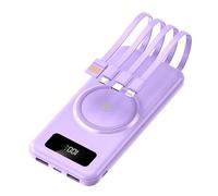 Power Bank,PowerBank Mini Mobile With Wireless Fast Charging 30000mAh Large Capacity Shared with Built-In 4-Wire Suitable,Purple