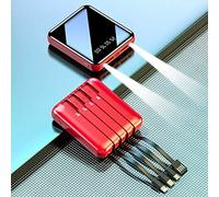 Power Bank，PowerBank，Mini with Cable 10000/20000Mah /Portable/Mobile Phone Charger/Small Micro,Red,20000mAh