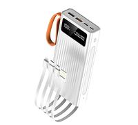 Power Bank，PowerBank， Portable 66 W Fast Charging Powerbank for Heated Gilet Vest Jacket High Capacity Battery Bank for Phone with 4 Cables Flashlight,White,30000mAh