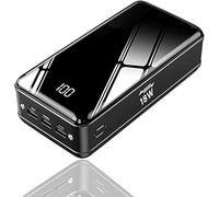 Power Bank,PowerBank, Portable Charger 100000Mah LCD Mirror Display s Fast Charging Phone Charger 4-Outputs Flashlight External Battery(Black)