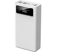 Power Bank,PowerBank Portable Charger, High Capacity Phone Charger with LED Display And 4 Fast Charging Outputs, External Battery Pack,White,50000mAh