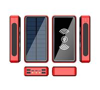 Power Bank,PowerBank Portable Charger Solar/Wireless/The Portable External Battery Is Compatible With 99% Of The Usb Devices On The Market,Red,100000Mah