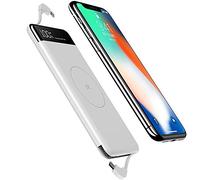 Power Bank,PowerBank Qi Wireless, 10000mAh Portable Quick Charger with Built in Cable and Digital Display LCD Screen Compatible XS/XR/XS Max/8/8 Plus and All Qi-Enabled DeviceMore