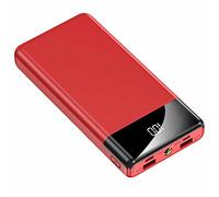 Power Bank, Quick Charge 10000mAh USB C Ultra Slim Portable Charger LED Display Power Pack,Red,20000mAh