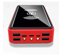 Power Bank Solar 100000mAh, USB C Portable Solar Charger with 5 Outputs 4 Inputs Portable Charger with LED Flashlights, External Battery Pack for Smartphones Tablets Outdoors Camping,Red