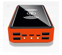 Power Bank Solar 100000mAh, USB C Portable Solar Charger with 5 Outputs 4 Inputs Portable Charger with LED Flashlights, External Battery Pack for Smartphones Tablets Outdoors Camping,Orang