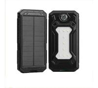 Power Bank Solar 12000mAh Solar Charger with Camping Lights, Compass, Universal Is Easy to Carry,Black
