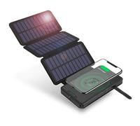 Power Bank， Solar 20000mAh Outdoor Waterproof Folding Wireless 3 Pieces Solar Panels,Black