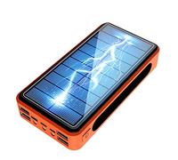 Power Bank, Solar 50000Mah, Solar Portable Charger 2020 Newest With 4 Usb Outputs & Type-C Input Waterproof 28 Led Portable Flashlight Battery Pack For Outdoor Activities,Orange
