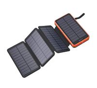 Power Bank, Solar Charger 20000Mah Outdoor Solar with 4 Foldable Solar Panels And 2 High-Speed Charging Ports for Smart Phone,with LED Flashlight,Orange