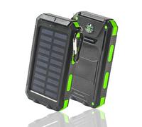 Power-Bank-Solar-Charger - 8000mAh Portable Charger,Solar Power Bank, Dual USB Port Built-in Led Flashlight and Compass for Cell Phone and Electronic Devices, Perfect for Camping Travel. (green)