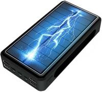 Power Bank， Solar Charger Solar 100000Mah, High Capacity Portable Charger Fast Charge External Battery Pack with LED Status Indicator, with 5 Outputs Compatible for Smartphones,Black
