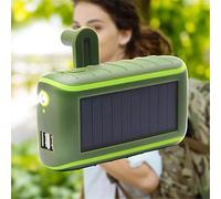 Power Bank,Solar Energy Mobile PowerBank Hand Crank Power Supply USB Outdoor Solar Charger Large Capacity External Battery 8000Mah,Green