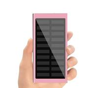 Power Bank， Solar External Battery 20000Mah Dual USB Portable Charger with LED Lights Thin Camping Emergency Battery Backup for Smartphones,Black