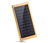Power Bank Solar Power Bank External Battery 20000Mah Dual USB Portable Charger with LED Lights Thin Camping Emergency Battery Backup for Smartphones, Tablets,Gold