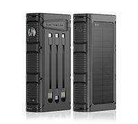 Power Bank， Three Charging Methods of Solar/Hand-Crank, Wired Outdoor Camping Pd20W Fast Charge,Black-30000mAh