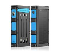 Power Bank Three Charging Methods of Solar/Hand-Crank, Wired Outdoor Camping Pd20W Fast Charge,Blue-20000mAh