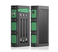 Power Bank， Three Charging Methods of Solar/Hand-Crank, Wired Outdoor Camping Pd20W Fast Charge,Green-30000mAh