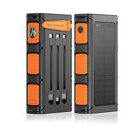 Power Bank Three Charging Methods of Solar/Hand-Crank, Wired Outdoor Camping Pd20W Fast Charge,Orange-30000mAh