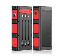 Power Bank Three Charging Methods of Solar/Hand-Crank, Wired Outdoor Camping Pd20W Fast Charge,Red-10000mAh