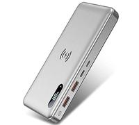 Power Bank, Wireless 50000Mah PD 65W/15W Portable Charger QC3.0/QC4.0/SCP Fast Charging with 2 Input And 3 Output (Qi & USB C) External Battery for Phones, s And More,Silver
