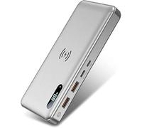 Power Bank， Wireless 50000Mah PD 65W/15W Portable Charger QC3.0/QC4.0/SCP Fast Charging with 2 Input And 3 Output (Qi & USB C) External Battery for Phones, Tablets,Silver