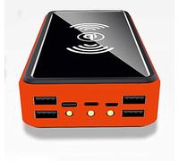 Power Bank Wireless Solar 100000mAh, 10W Solar Charger, Fast Charging External Battery Pack with 4 USB Outputs, Solar Portable Charger with LED Flashlight,Orange