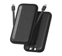 Power Bank with 2 Built-in Cables, Fast Charging Portable Charger, 10000mAh Ultra-slim USB-C in/Out Travel Battery Pack for iPhone 17 16 15 14 iPads Android Tablet (Black)