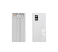 Power Bank with Built In 4 Cables, 20000mAh Fast Charging Portable Phone Charger, 66 W PD USB C Battery Pack 2 Input USB 2 output Type C for iPhone/iPad/Samsung/Android Devices (White)