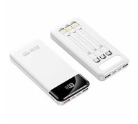 Power Bank with Built-In Cables, 20000Mah USB C Portable Charger with 5 Outputs & 2 Inputs And LED Display, External Battery Bank,White,20000mAh