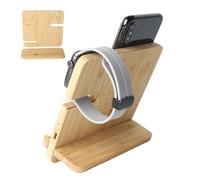Power Base - Dock for Portable Electronics and Smart Tech, Modern Maple Grain, 15w Triple Zone with Led Indicator | Hardwood Construction for & Bedroom