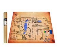 POWER BEAST Dungeon Grid Game Mat + Markers and Eraser + 4 Chests, Table Top Battle Role Playing Map, D&D, Dungeons and Dragons, DND, Dungeon Master.