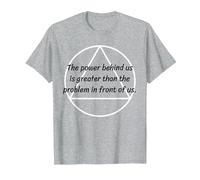 Power Behind Us with AA Logo Alcoholics Anonymous Recovery T-Shirt, Men, Heather Grey, X-Large