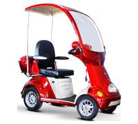 Power-Buggy DX 700W Electric Golf Scooter with Canopy, 4 Wheels, 43 Miles Range, 15 mph Speed, Durable 500 lbs Capacity - Red
