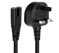 Power cable 2 pin - UK Plug to Figure of 8 Eight Mains Power Cable Lead - COMPATIBLE WITH LED LCD TV, Monitor, Laptop, Printer, Scanner, Game Console, Sound Bar, SKY, Virgin and more - 5M