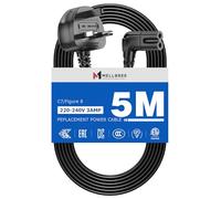 Power Cable Compatible with Samsumg TV 5M, Mellbree Quality Safe Right Angle Suitable for Awkward Space Figure 8 Power Cable Compatible with Samsung, LG, Panasonic TV Black
