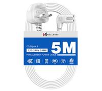 Power Cable Compatible with Samsumg TV 5M, Mellbree Quality Safe Right Angle Suitable for Awkward Space Figure 8 Power Cable Compatible with Samsung, LG, Panasonic TV White