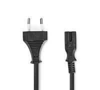Power Cable | Euro Plug | IEC-320-C7 | 2.00 m | Straight | 2 x 0.75 mm² | Copper | Rolled | Nickel | H03VVH2-F 2 x 0.75 mm² | PVC | Power Plug: Euro/Type C (CEE 7/16) | Mains Power Supply