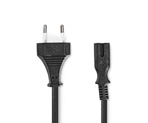 Power Cable | Euro Plug | IEC-320-C7 | 2.00 m | Straight | 2 x 0.75 mm² | Copper | Rolled | Nickel | H03VVH2-F 2 x 0.75 mm² | PVC | Power Plug: Euro/Type C (CEE 7/16) | Mains Power Supply