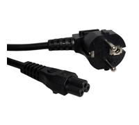 Power Cable Right Angled Schuko EU Plug to C7 (Cloverleaf) 0.75mm Lead 2m Black