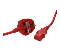 Power Cable UK Plug (10A Fused) to IEC C13 1.00mm Lead 2m Red