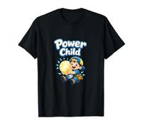 Power Child Electrician Humor Cartoon Bulb Design T-Shirt