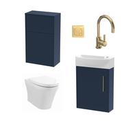 Left Wall Hung Vanity Unit WC Cistern Toilet Tap Blue Brass 440mm Balterley Bronze One Size
