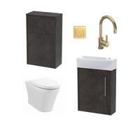 Left Wall Hung Vanity Unit WC Cistern Toilet Tap Slate Brass 440mm Balterley Bronze One Size