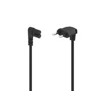 Power cord, angled on both sides, euro plug, figure 8/C7 shape, 1.5 m, black