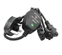 kenable Power Cord UK Plug to 2 x C13 IEC CloverLeaf C5 Surge Protected Cable